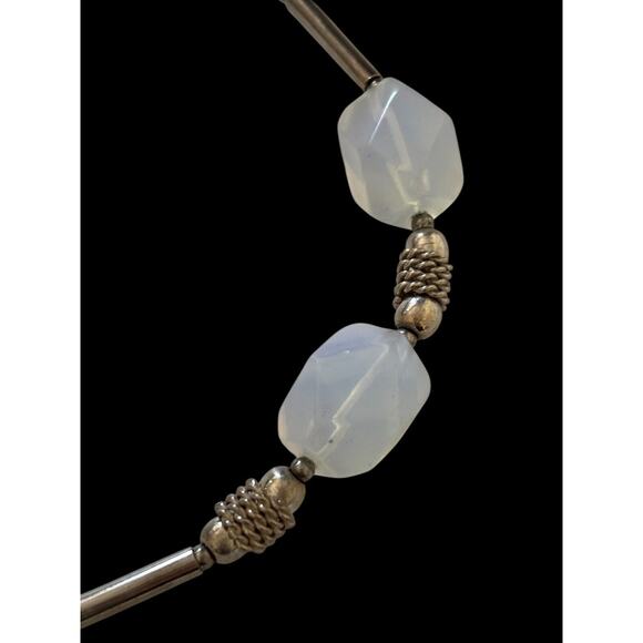 Sterling Silver Faceted Opalite Beaded Necklace Mexico Signed GAOI 18” 45g - Picture 10 of 12